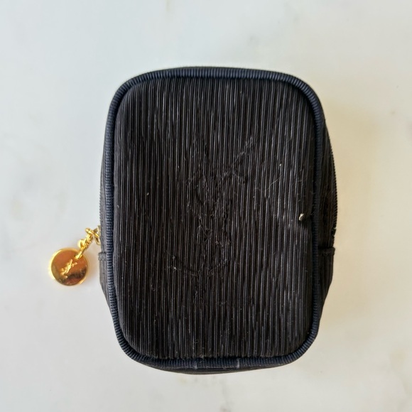 YSL Black Textured Pouch with Gold Accent - Picture 1 of 9